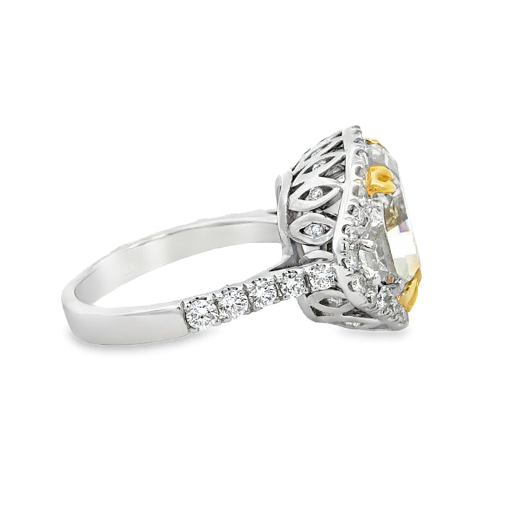 8.11 CT Fancy Yellow Diamond & 1.76 CTW Diamond 18K Two-Tone Gold Ring-GIA