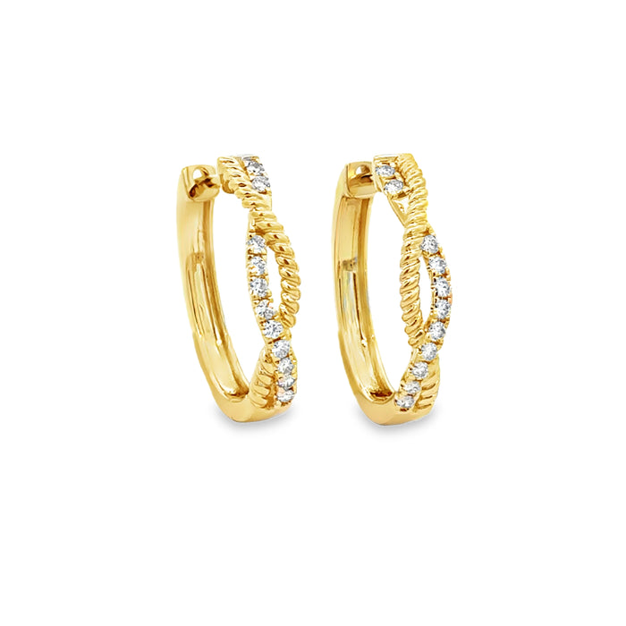 0.28 CTW Diamond 14K Yellow Gold Twist Hoop Earrings
