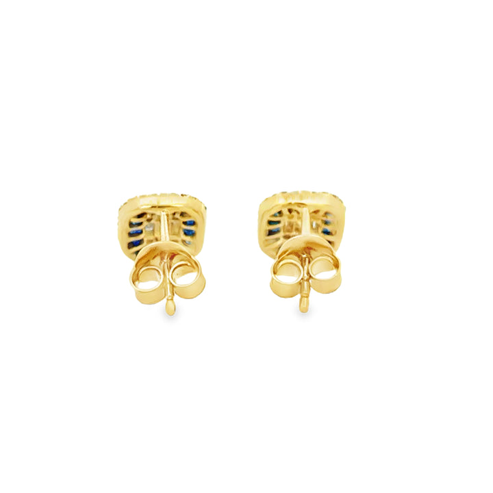 0.47 CTW Sapphire &amp; 0.56 CTW Diamond 14K Two-Tone Halo Stud Earrings