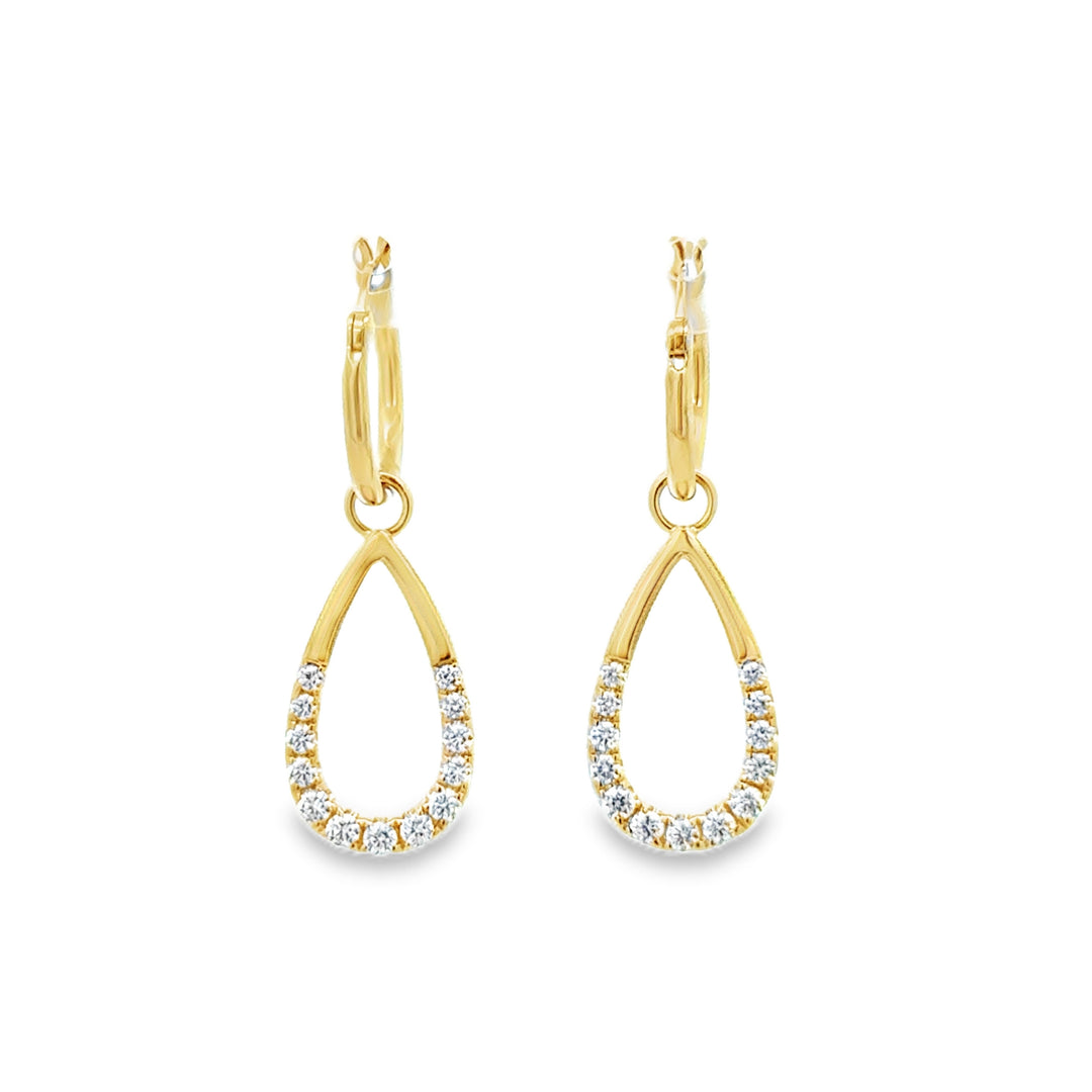 0.47 CTW Diamond 14K Yellow Gold Convertible Teardrop Drop & Hoop Earrings