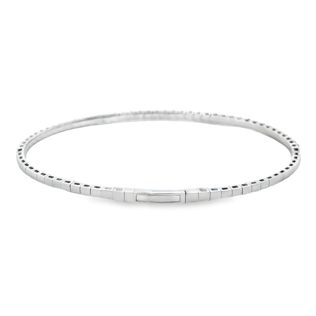 0.50 CTW Black Diamond & 0.53 CTW White Diamond 14K White Gold Flexible Bangle