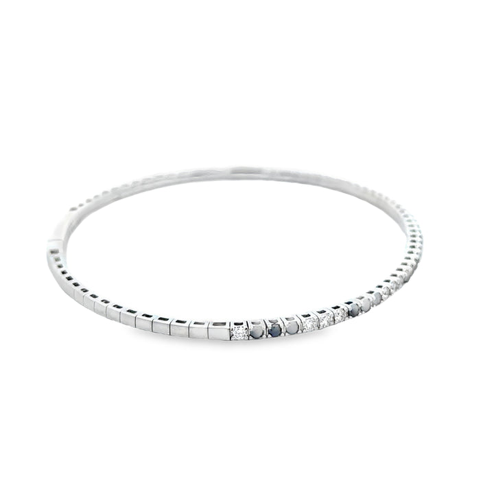 0.50 CTW Black Diamond & 0.53 CTW White Diamond 14K White Gold Flexible Bangle