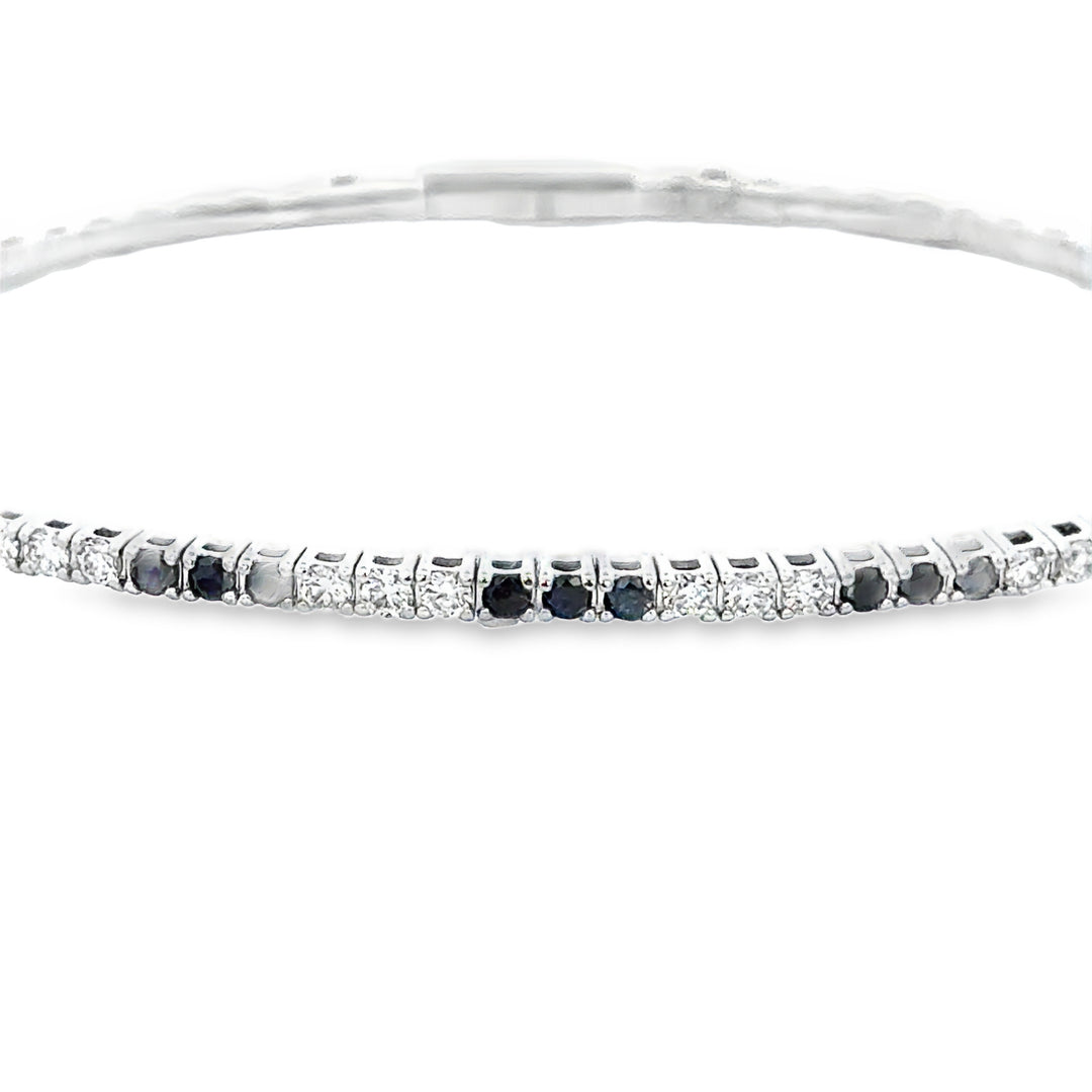 0.50 CTW Black Diamond & 0.53 CTW White Diamond 14K White Gold Flexible Bangle