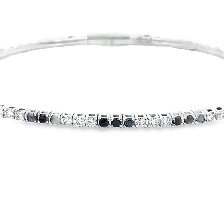 0.50 CTW Black Diamond & 0.53 CTW White Diamond 14K White Gold Flexible Bangle