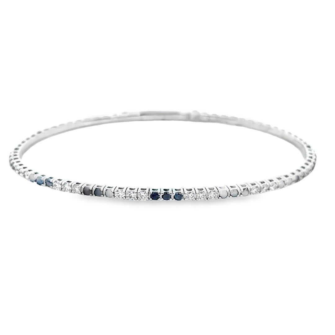 0.50 CTW Black Diamond & 0.53 CTW White Diamond 14K White Gold Flexible Bangle