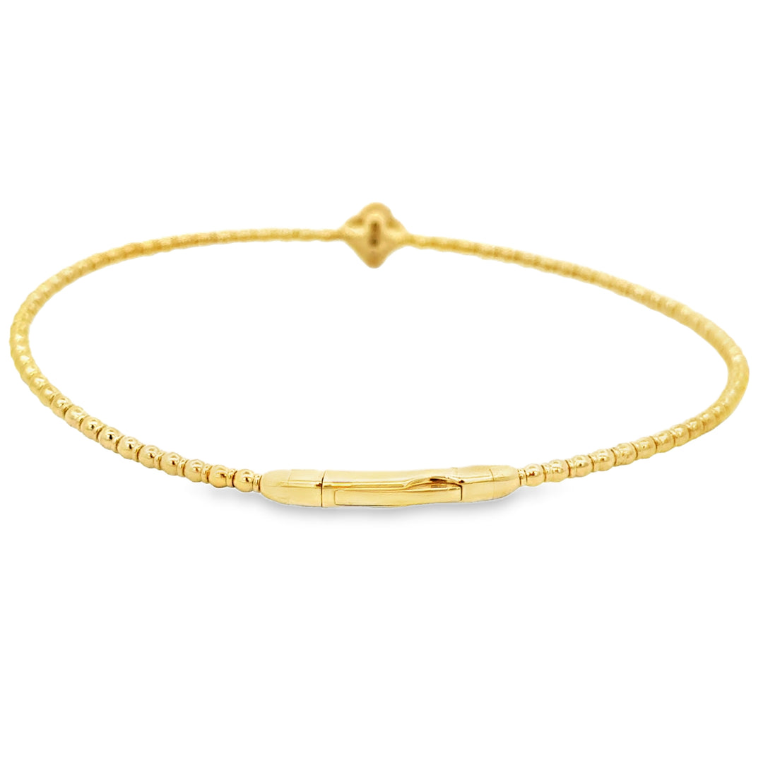 0.10 CTW Diamond 14K Yellow Gold Flexible Flower Bangle Bracelet