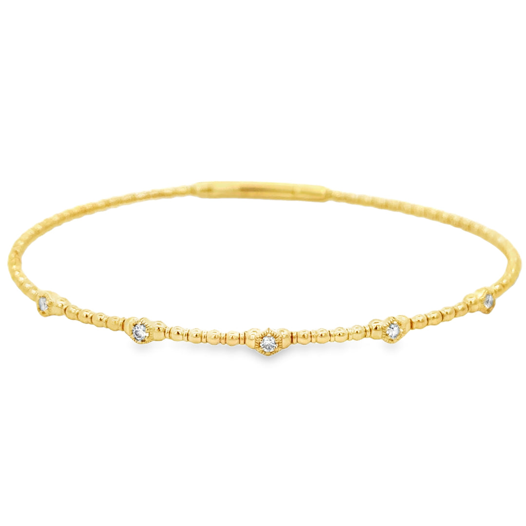 0.17 CTW Diamond 14K Yellow Gold Flexible Bangle Bracelet