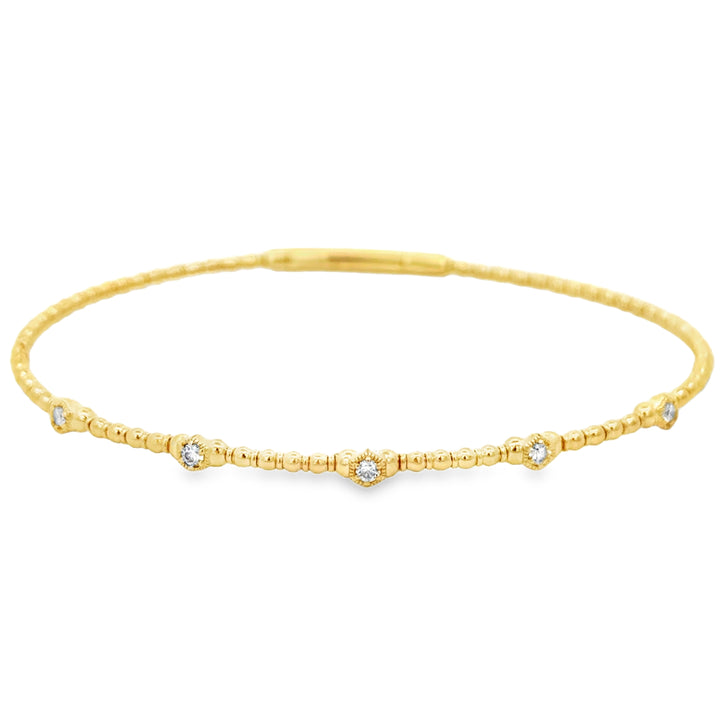 0.17 CTW Diamond 14K Yellow Gold Flexible Bangle Bracelet