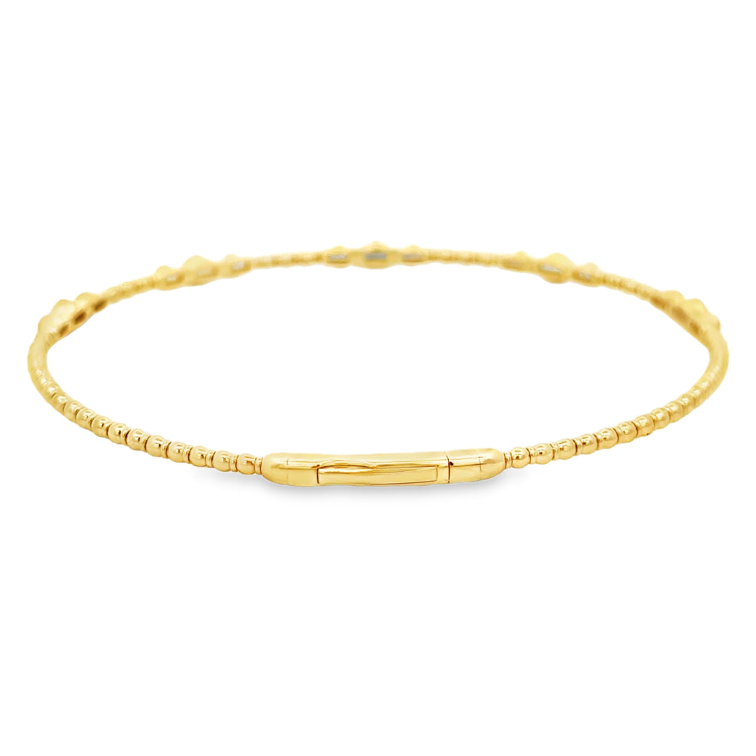 0.35 CTW Diamond 14K Yellow Gold Flexible Bangle Bracelet
