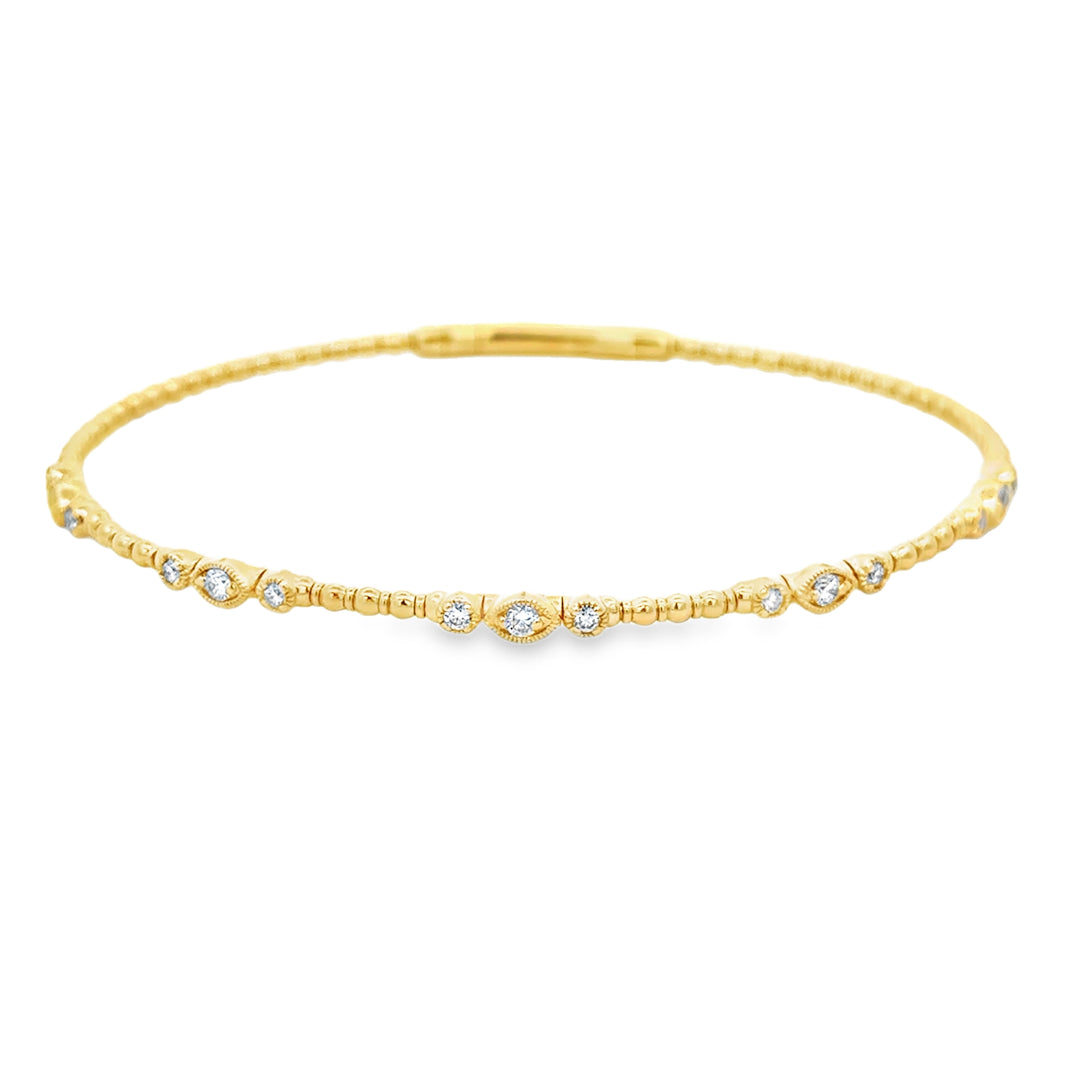 0.35 CTW Diamond 14K Yellow Gold Flexible Bangle Bracelet