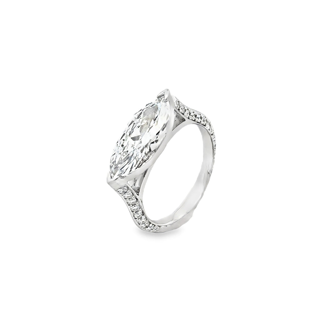 2.40 CT Marquise Diamond East-West Engagement Ring, GIA F SI2