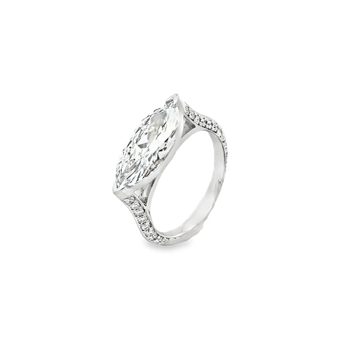 2.40 CT Marquise Diamond East-West Engagement Ring, GIA F SI2