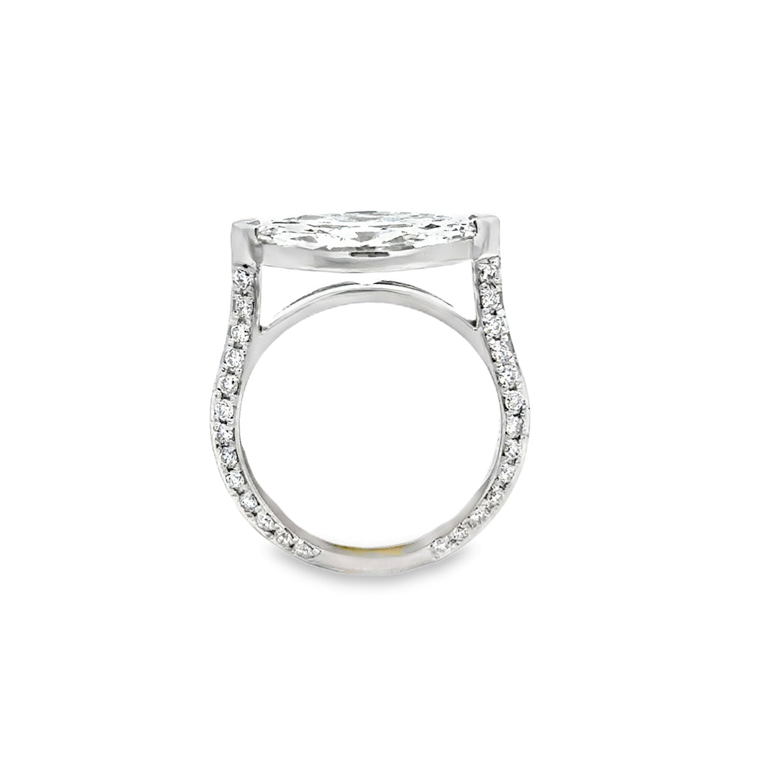 2.40 CT Marquise Diamond East-West Engagement Ring, GIA F SI2