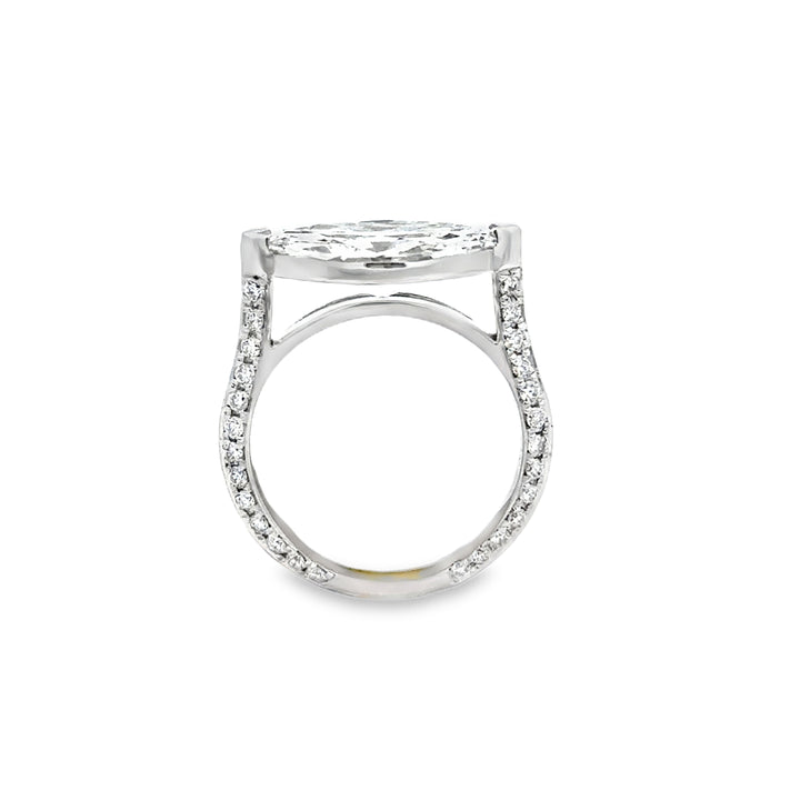2.40 CT Marquise Diamond East-West Engagement Ring, GIA F SI2