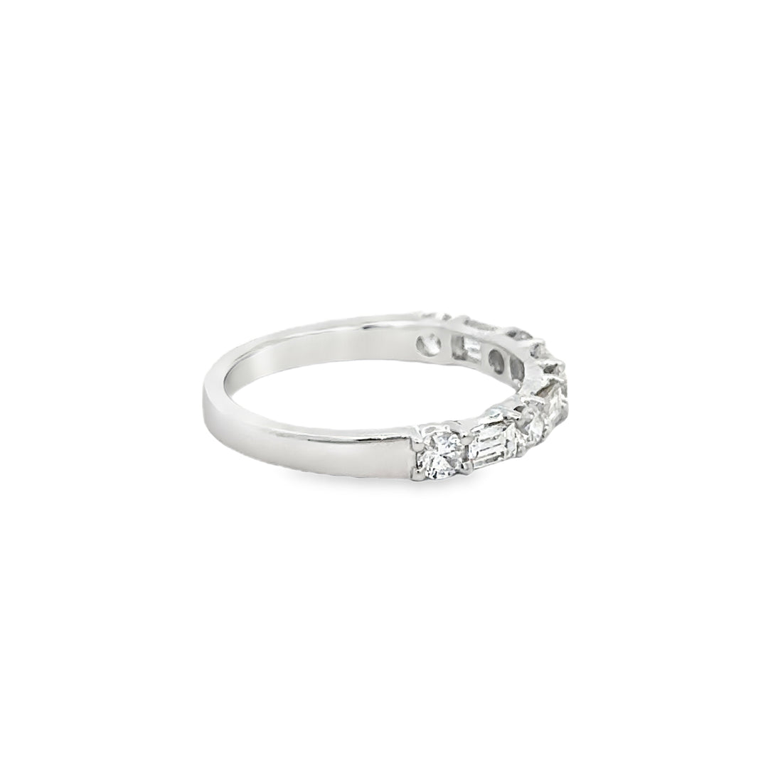 0.80 CTW Diamond Baguette &amp; Round Band – 14K White Gold
