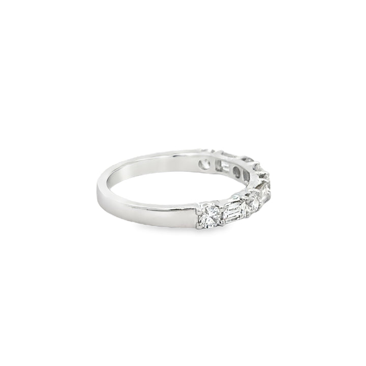0.80 CTW Diamond Baguette &amp; Round Band – 14K White Gold