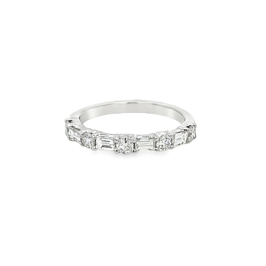 0.80 CTW Diamond Baguette &amp; Round Band – 14K White Gold