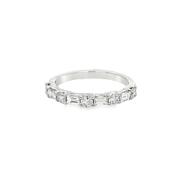 0.80 CTW Diamond Baguette & Round Band – 14K White Gold