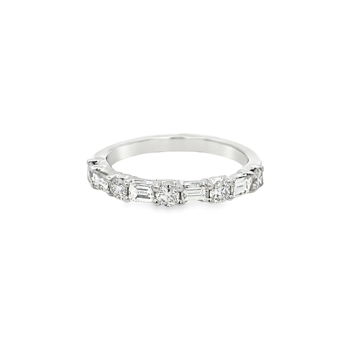 0.80 CTW Diamond Baguette &amp; Round Band – 14K White Gold