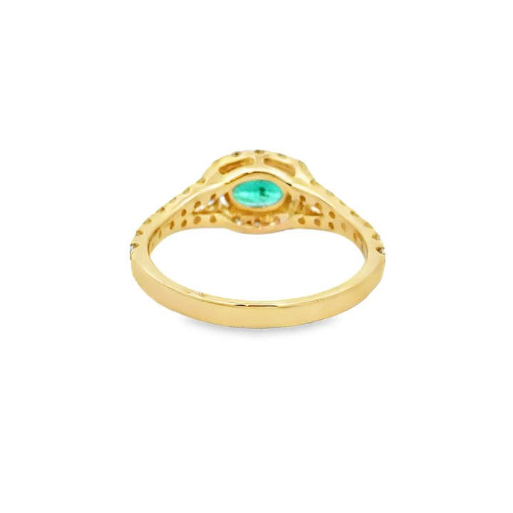 0.61 CT Oval Emerald &amp; 0.58 CTW Diamond Halo Ring in 14K Yellow Gold