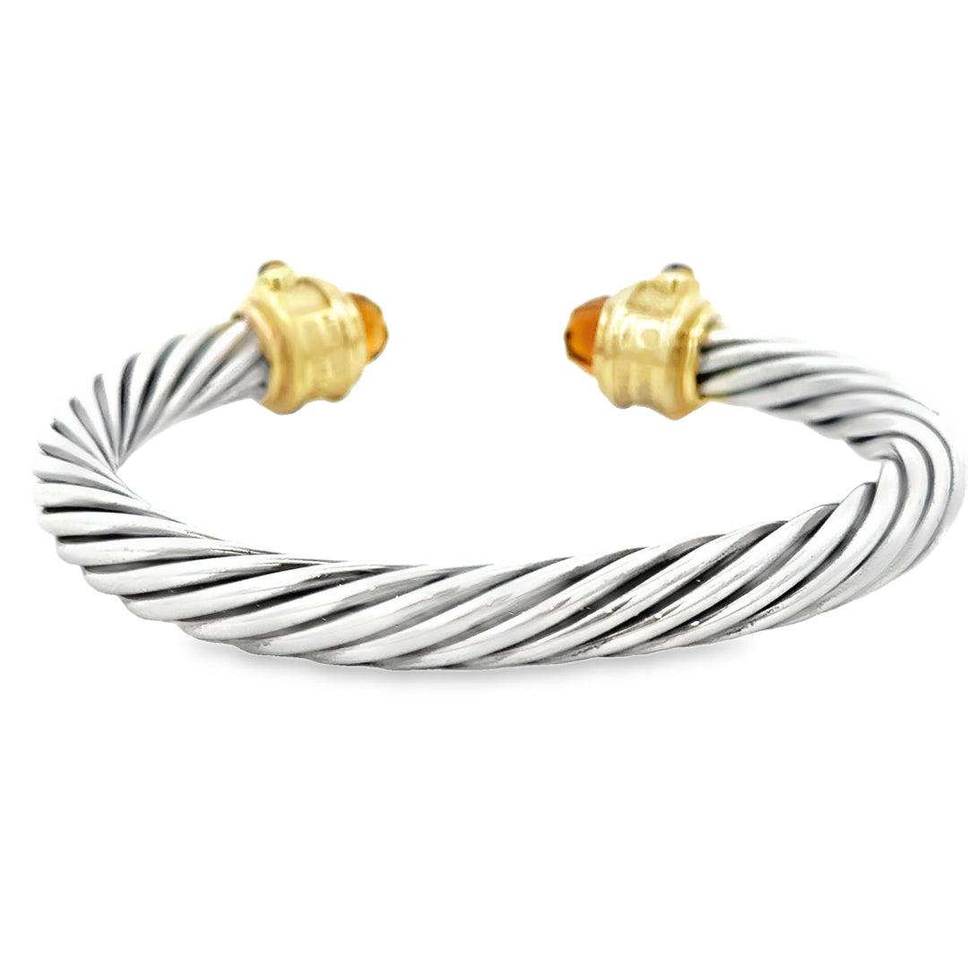 Pre-Owned David Yurman 14K Yellow Gold & Sterling Silver Multi-Gemstone Cuff Bracelet