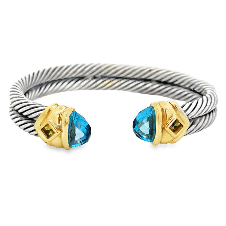 Pre-Owned David Yurman Double Twisted Cable Gemstone Cuff Bracelet – Sterling Silver & 14K Gold Accents