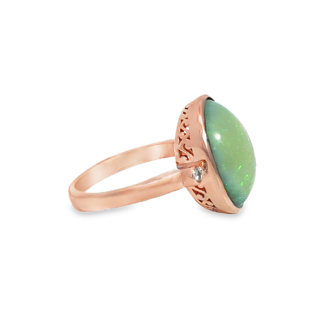 0.06 CTW Diamond &amp; Opal 14K Rose Gold Ring