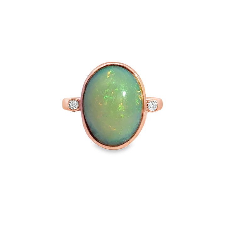 0.06 CTW Diamond &amp; Opal 14K Rose Gold Ring
