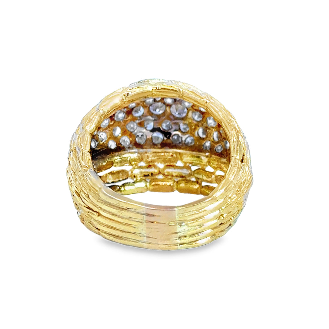 1.40 CTW Diamond Pavé 14K Two-Tone Dome Cocktail Ring
