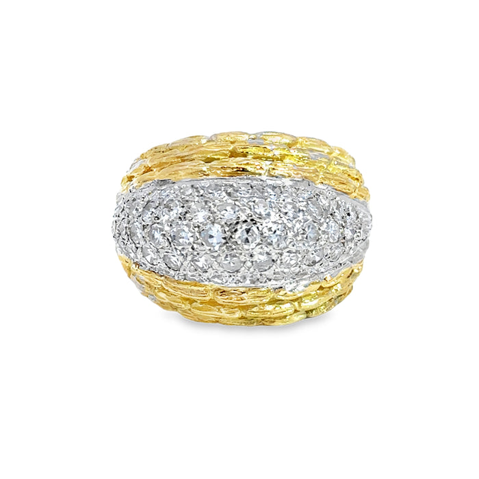 1.40 CTW Diamond Pavé 14K Two-Tone Dome Cocktail Ring