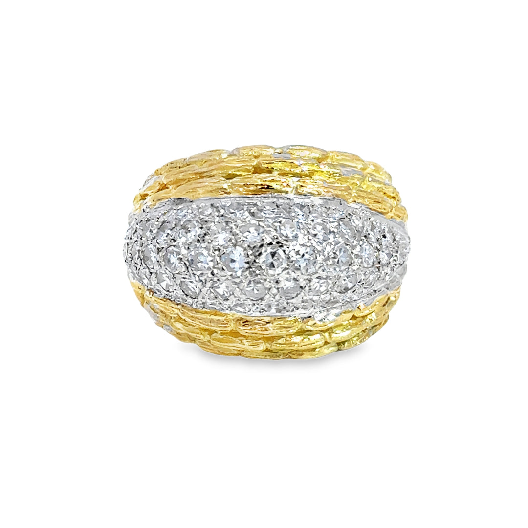 1.40 CTW Diamond Pavé 14K Two-Tone Dome Cocktail Ring