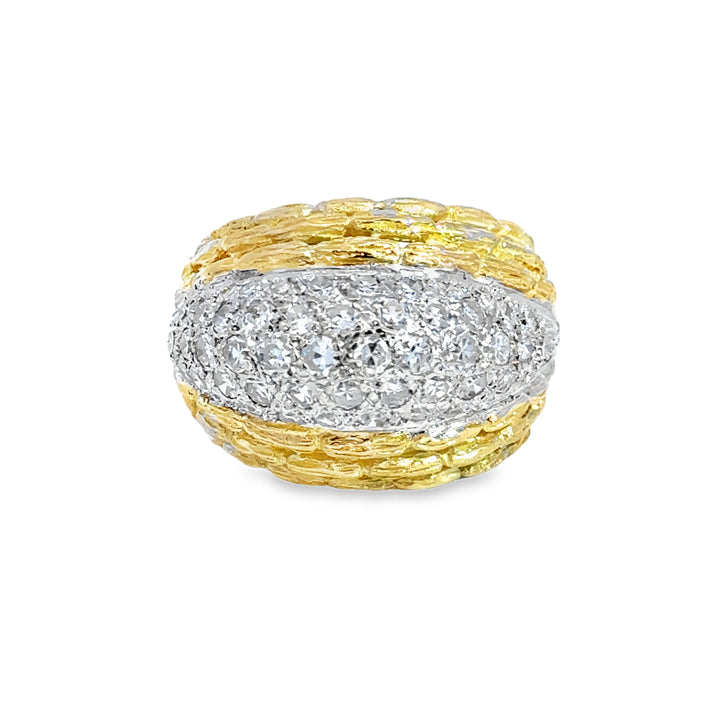 1.40 CTW Diamond Pavé 14K Two-Tone Dome Cocktail Ring