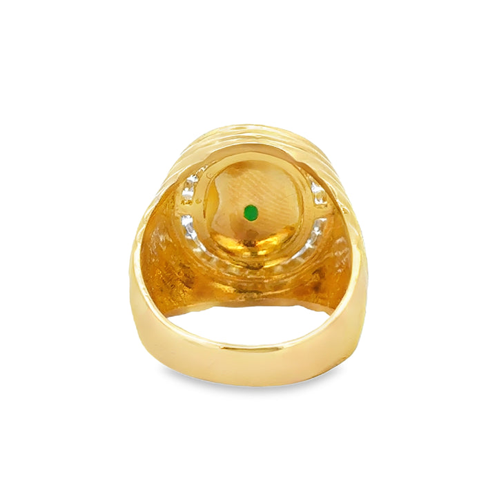 0.95 CTW Diamond &amp; Jade 22K Yellow Gold Statement Ring