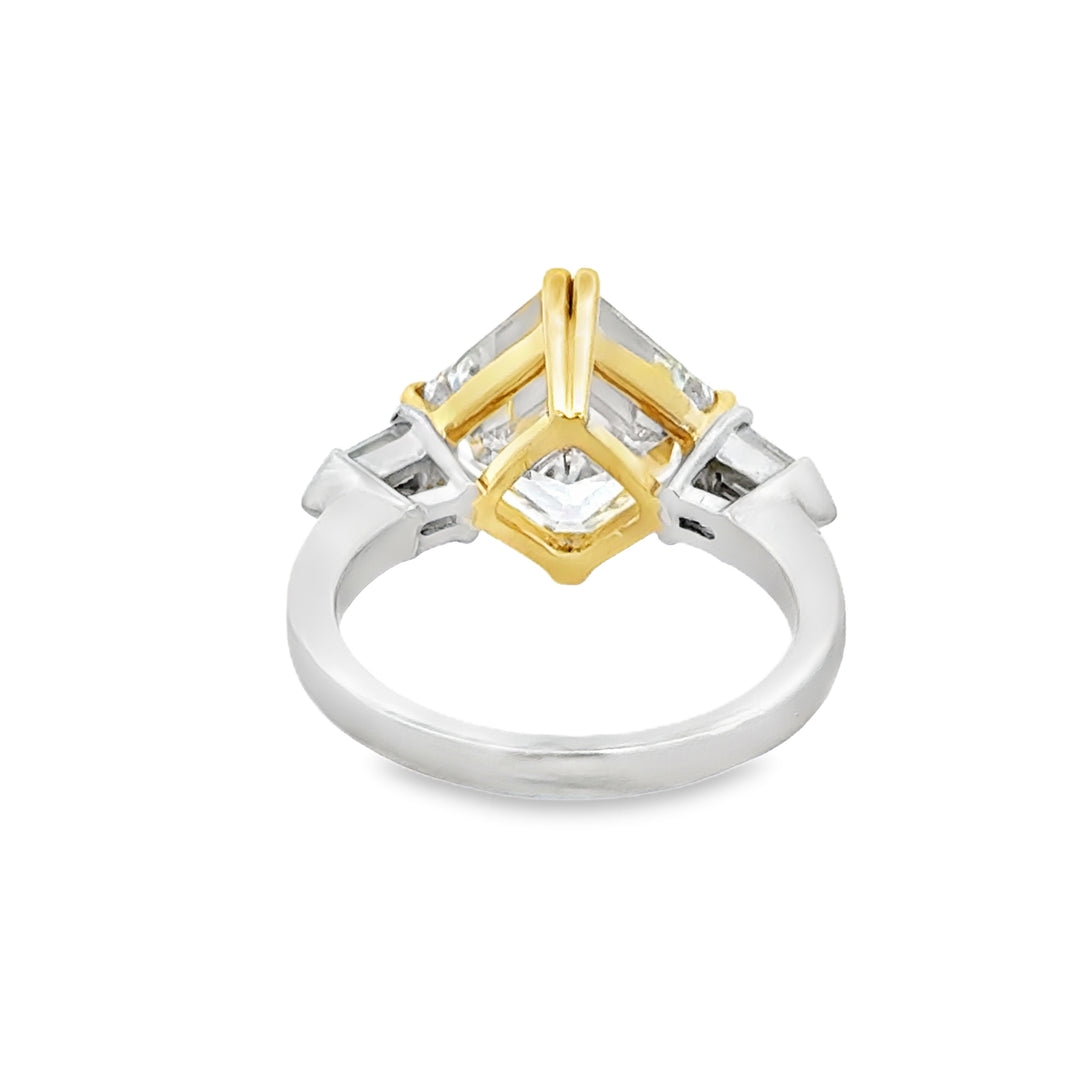 4.02 CT VS1 I-Color Diamond Platinum &amp; Yellow Gold Sideways-Set Engagement Ring