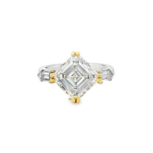 4.02 CT VS1 I-Color Diamond Platinum & Yellow Gold Sideways-Set Engagement Ring