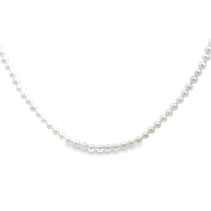 3.50mm White Pearl 14K Yellow Gold Clasp Strand Necklace – 18"