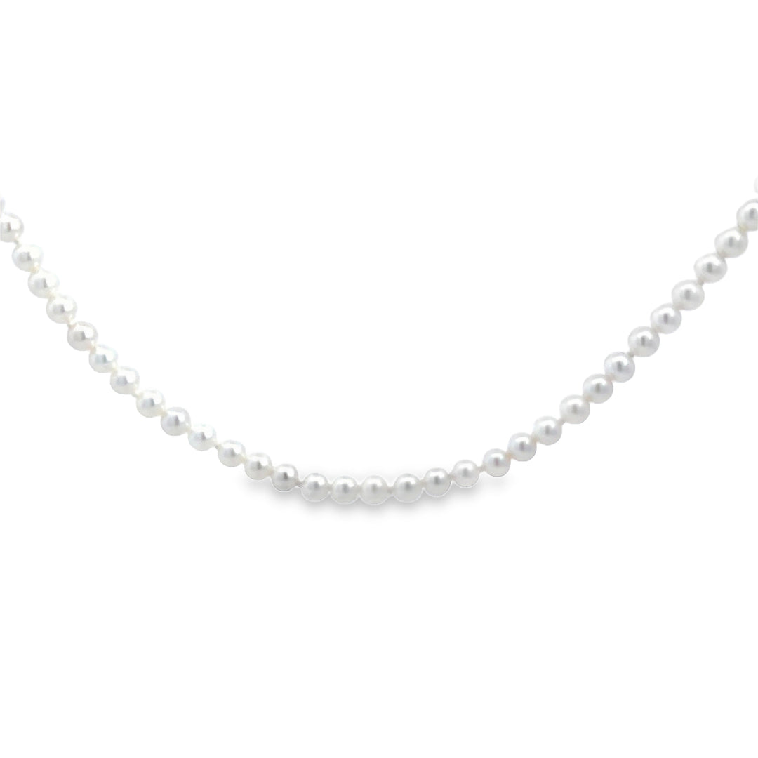 3.50mm White Pearl 14K Yellow Gold Clasp Strand Necklace – 18"