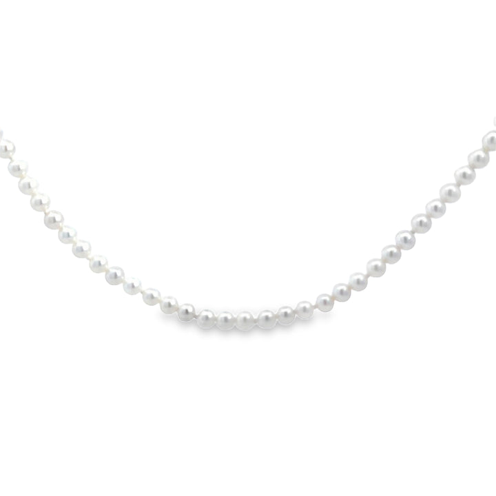 3.50mm White Pearl 14K Yellow Gold Clasp Strand Necklace – 18"