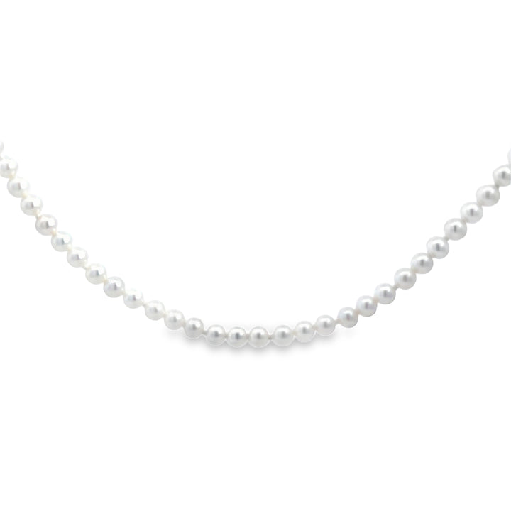 3.50mm White Pearl 14K Yellow Gold Clasp Strand Necklace – 18"