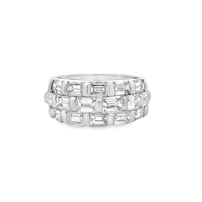 2.50 CTW Emerald-Cut Diamond 18K White Gold Wide Band Ring