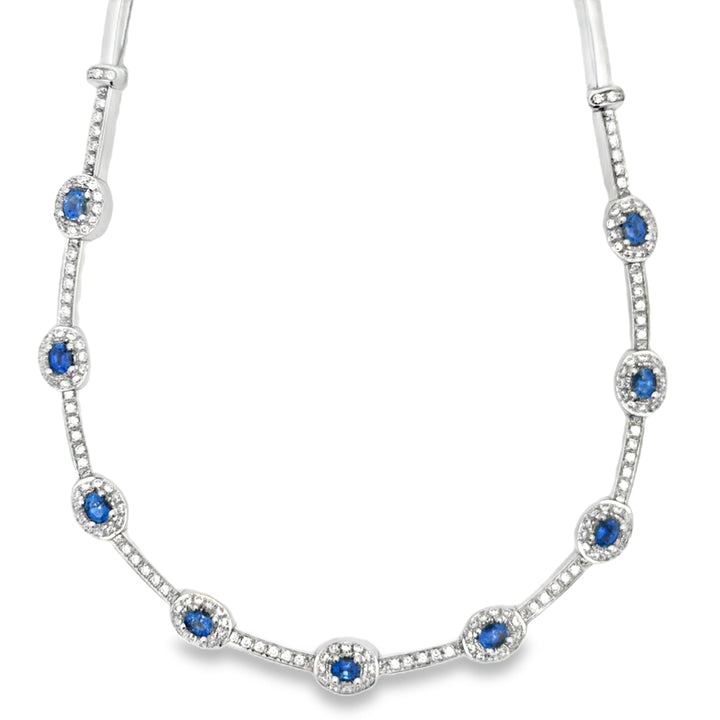 2.50 CTW Diamond & 2.00 CTW Sapphire 18K White Gold Necklace