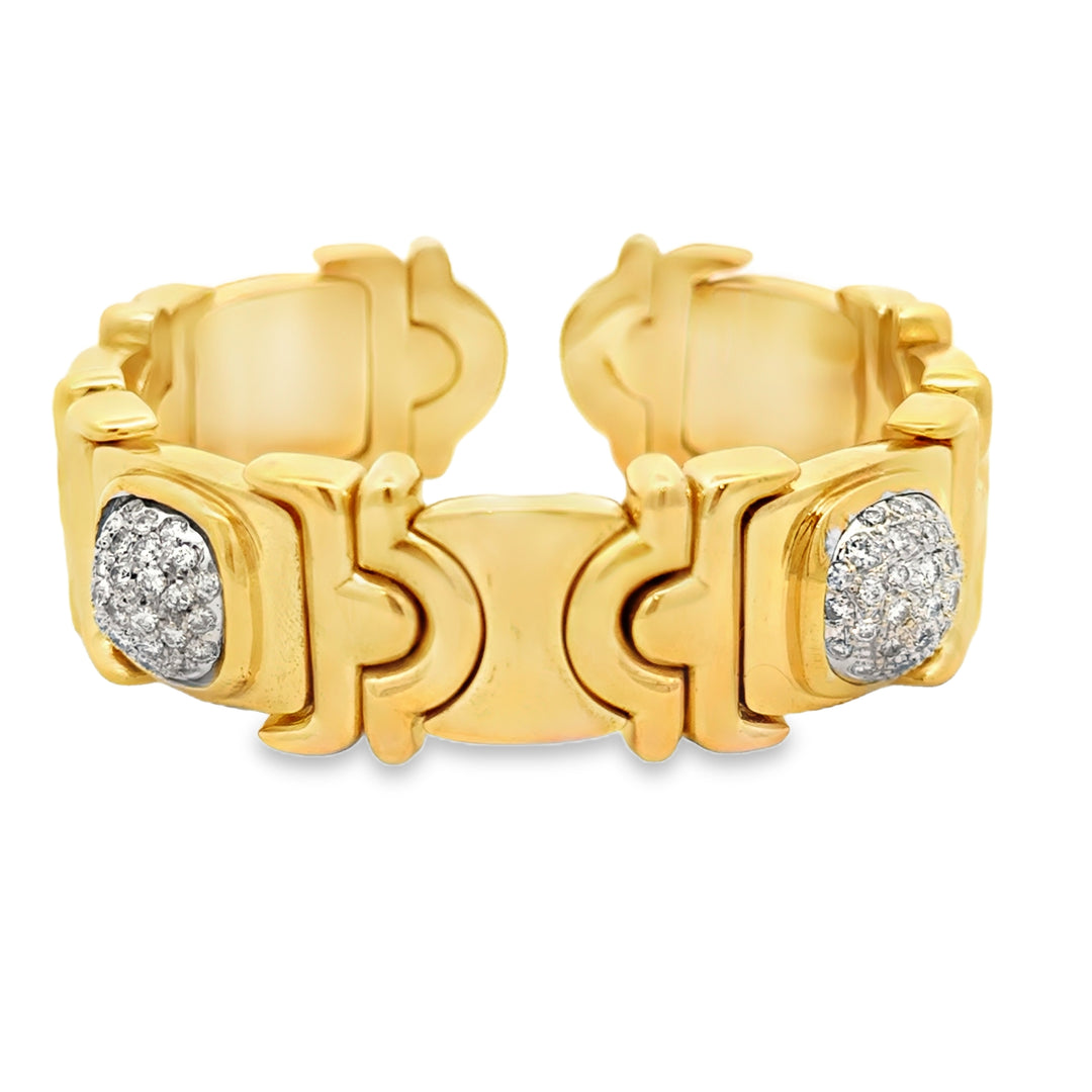 2.85 CTW Diamond 18K Yellow Gold Flexible Bracelet