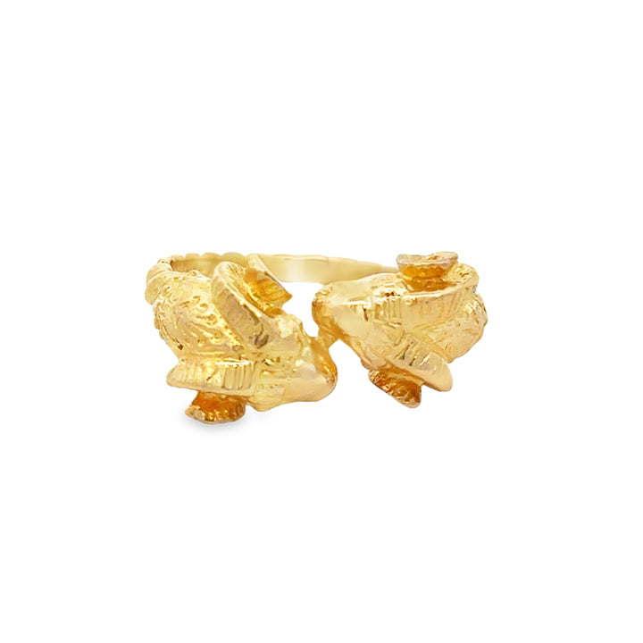 14K Yellow Gold Ram Head Ring