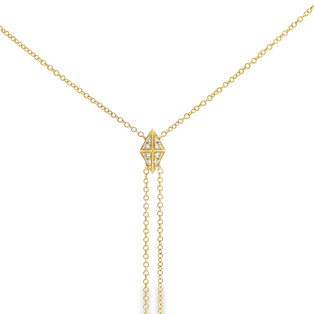 14K Yellow Gold Diamond Pendant Necklace – 16" | 1mm Wide