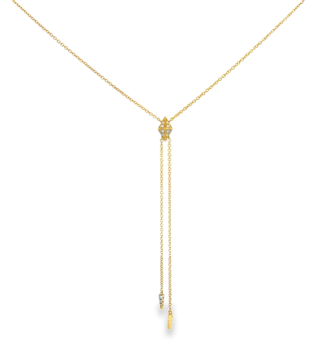 14K Yellow Gold Diamond Pendant Necklace – 16" | 1mm Wide