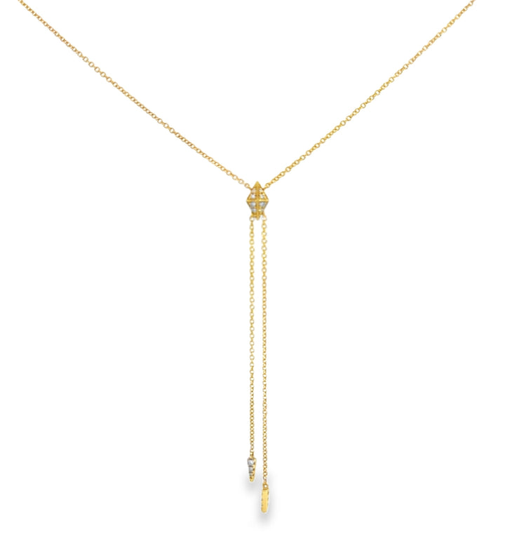 14K Yellow Gold Diamond Pendant Necklace – 16" | 1mm Wide
