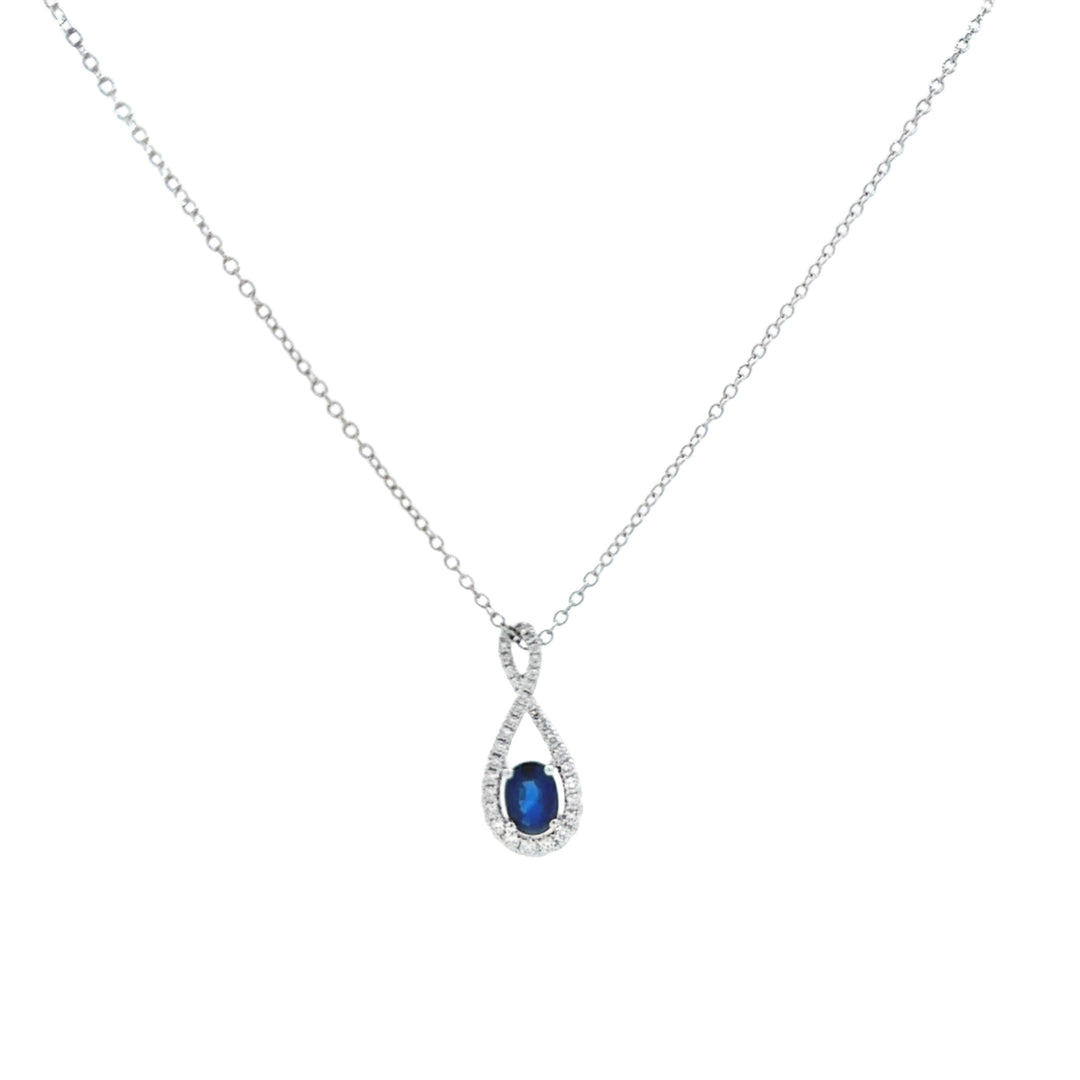 14K White Gold Sapphire & Diamond Pendant Necklace – 0.94 CT Sapphire | 0.29 CTW Diamonds