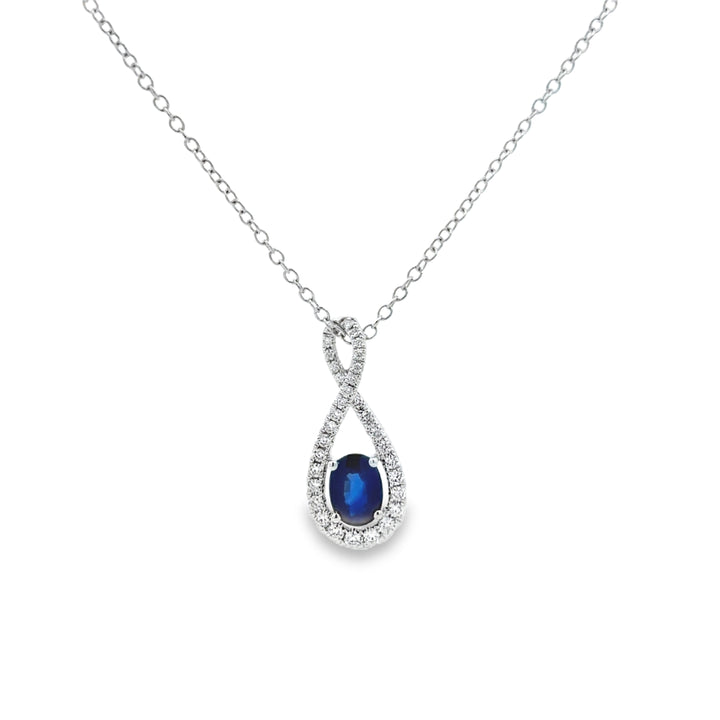 14K White Gold Sapphire & Diamond Pendant Necklace – 0.94 CT Sapphire | 0.29 CTW Diamonds