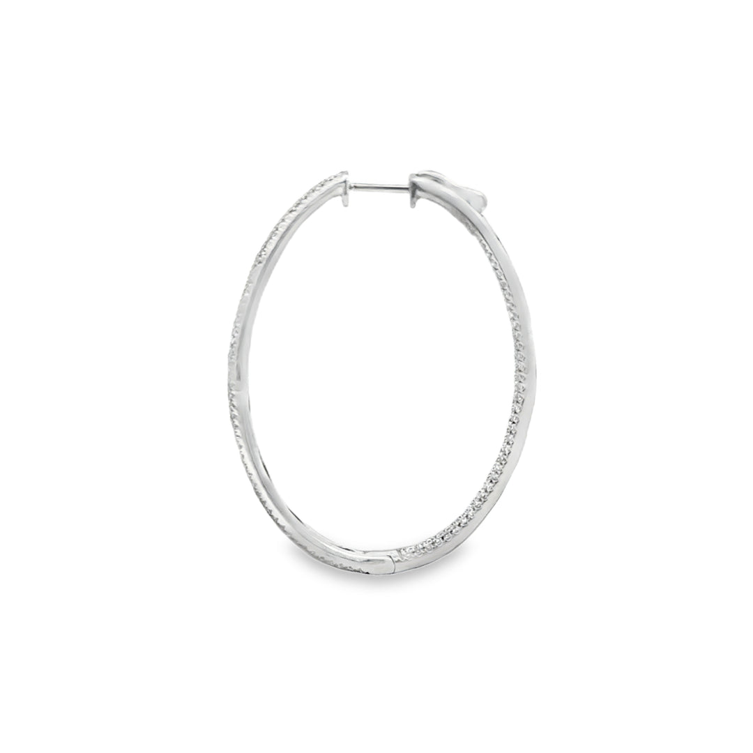 1.43 CTW Inside-Out Oval Diamond Hoop Earrings in 18K White Gold