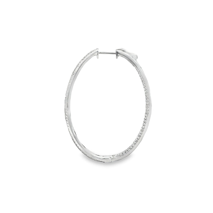 1.43 CTW Inside-Out Oval Diamond Hoop Earrings in 18K White Gold